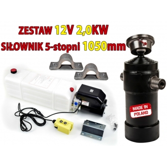 Zestaw wywrotki, agregat 12V + siłownik 1050mm + mocowania 